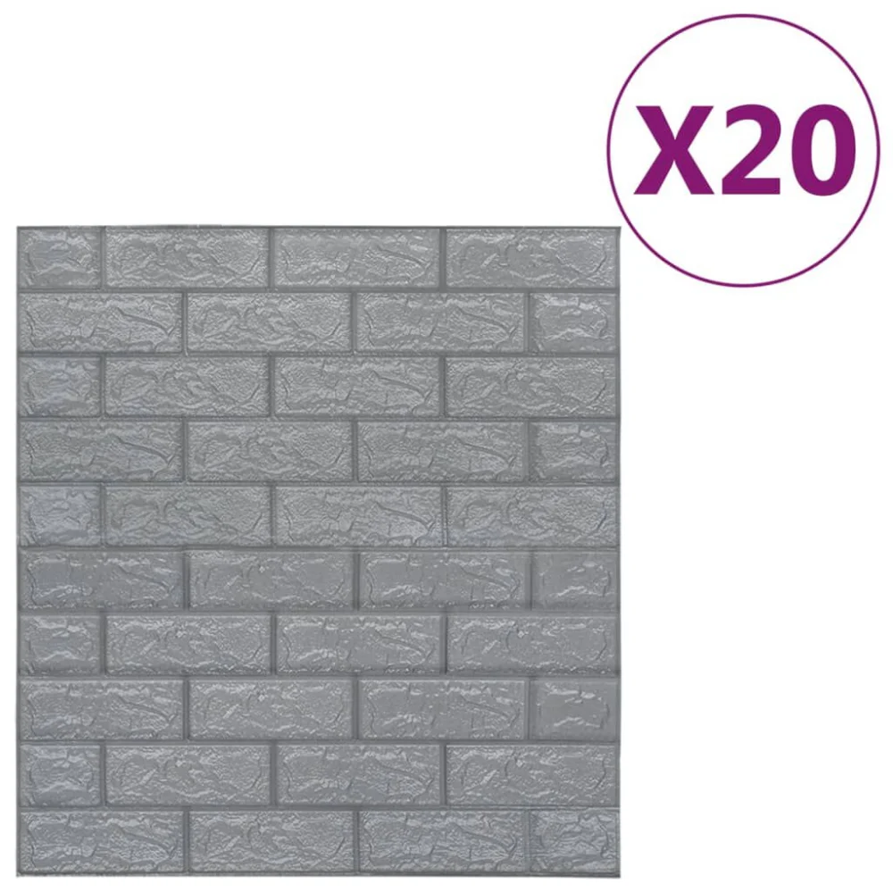 3D Wallpaper Bricks Self-adhesive 20 pcs Anthracite Peel and Stick Brick Wallpaper