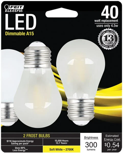 Feit Electric BPA1540F827LED2 A15 LED Light Bulb 4.5 Watts 300 Lumens