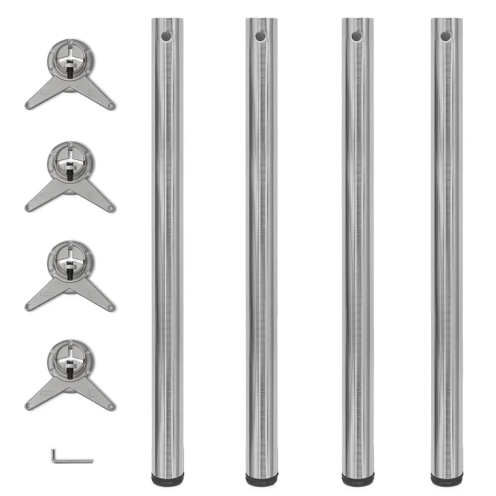 4 Height Adjustable Table Legs Brushed Nickel 34.3 Inches Furniture Hardware