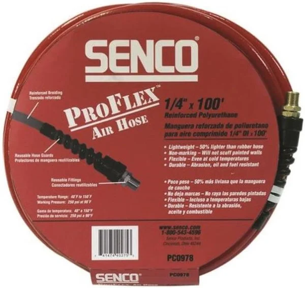 Senco PC0978 Proflex Air Hose 1/4 Inch x 100 Feet Durable Flexible Air Hose for Pneumatic Tools