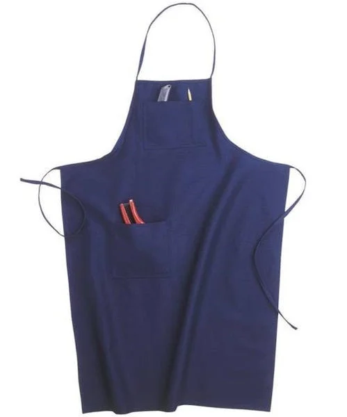 Custom Leathercraft BS60 Bib Loop Neck Shop Apron with 3 Pockets in Durable Blue Fabric