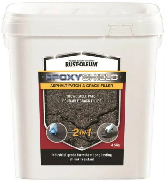 Rust-Oleum 257890 EPOXYSHIELD 2-In-1 Asphalt Patch and Crack Filler Black 4.5 Kg for Driveway Repair