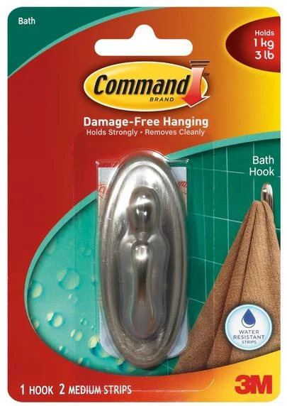 Command Bath Traditional Medium Plastic Hook for Shower Organization