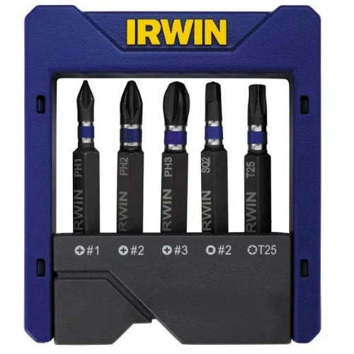 Irwin 1866976 5-Piece Impact Mixed Power Bit Pocket Case Set for Versatile Fastening