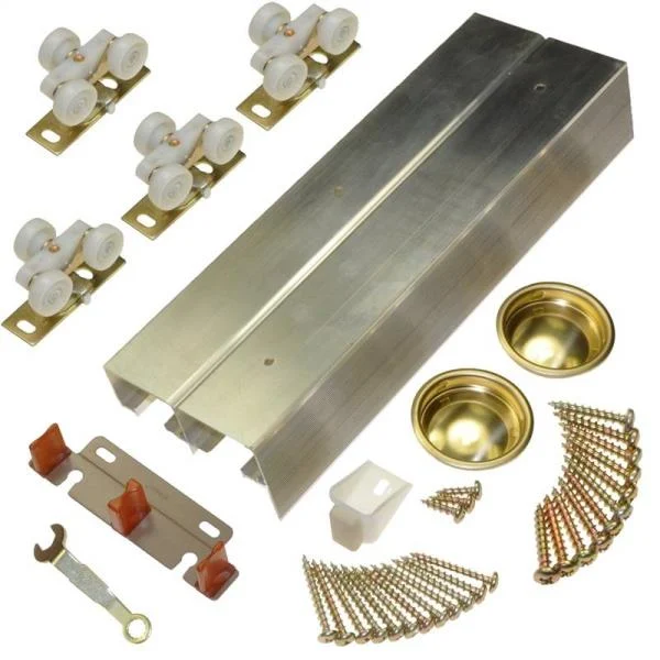 Johnson Hardware 134F722D 72 Inch Silver 2 Panel Bypass Door Hardware Set