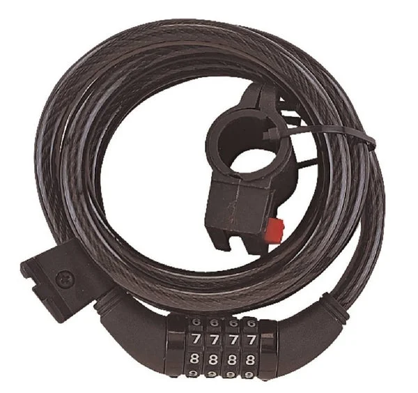 ProSource HD-PWR723-3L Combination Barrel Cable Locks Black Heavy Duty Security