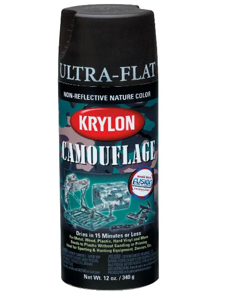 Krylon 4290 Camouflage Spray Paint 12 Oz Black for Outdoor and Hunting Gear