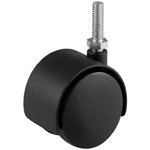 Richelieu F48061 2" Dual-Wheel Furniture Caster with Threaded Stem Black
