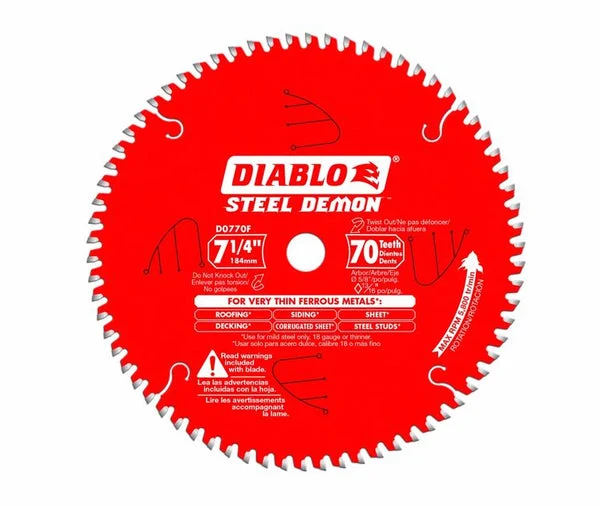 Diablo D0770FA Steel Demon Ferrous Metal Cutting Saw Blade 7-1/4 Inch 70 Tooth