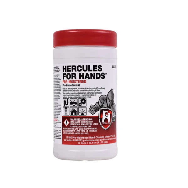 Hercules 45345 Pre-Moistened Towel Clear Cleaning Wipes for Tools and Surfaces