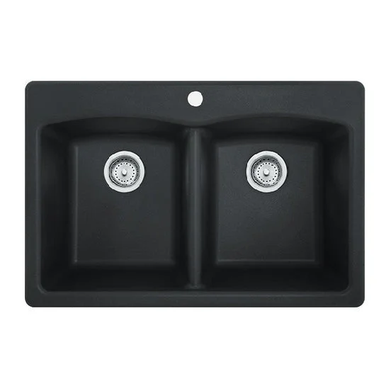 Franke EDOX33229-1 Granite Onyx Double Bowl Composite Sink 22 x 33 Inch
