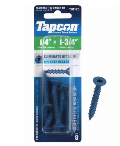 Tapcon 28175 Star Drive Concrete Anchor 8-Count for Secure Fastening