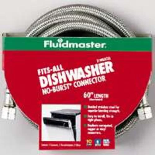 Fluidmaster 1W72CU 72" Braided Stainless Steel Dishwasher Connector with Brass Nuts