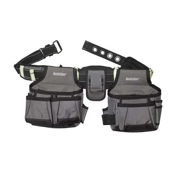 Bucket Boss 55105-HV High Visibility Contractors Rig with 2-Bags and 29 Pockets for Professionals