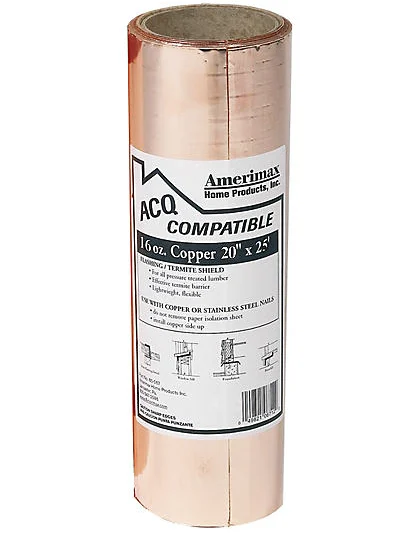 Amerimax 67520 20" x 25' Copper Flashing for Roofing and Construction