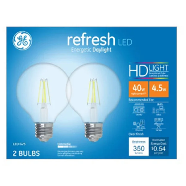 GE 47658 G25 Refresh HD Daylight LED Bulb 4.5 Watt