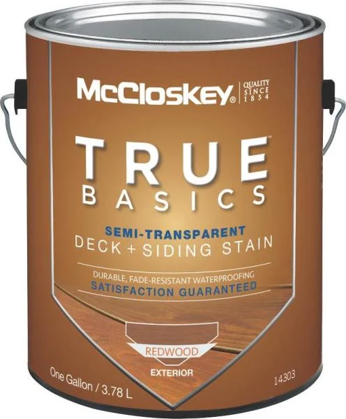 McCloskey 14303 True Basics Semi-Transparent Redwood Deck and Siding Stain Gallon