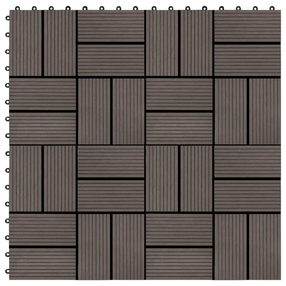 11 Pack Dark Brown WPC Decking Tiles 11.8x11.8 Inch 1 Square Meter