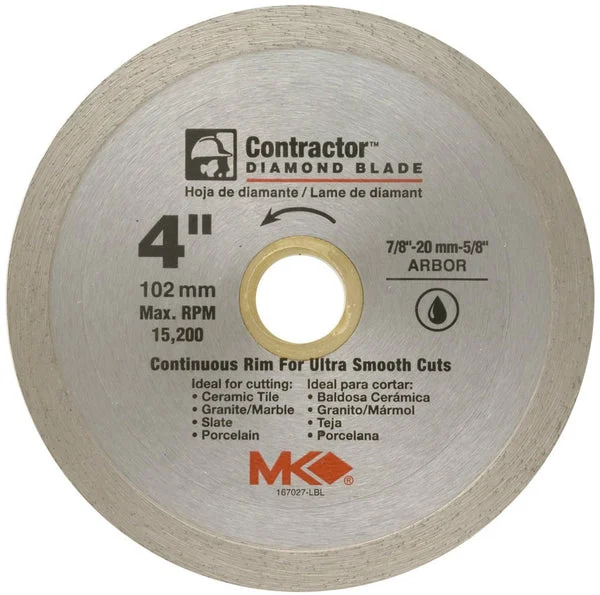 MK Diamond 167027 Contractor Continuous Rim Diamond Blade 4 Inch