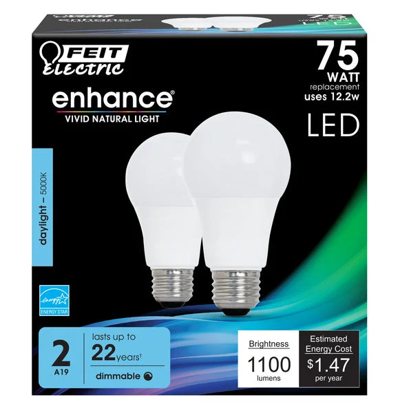 Feit Electric OM75DM 950CA Enhance Dimmable LED Light Bulb 12.2W Bright White