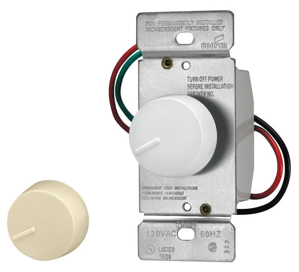 Cooper Wiring Lighted Incandescent Halogen Rotary Dimmer with Preset
