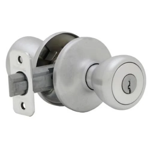 Kwikset 94002-411 Satin Chrome Entry Knob Lock 2-3/8 to 2-3/4 Inch