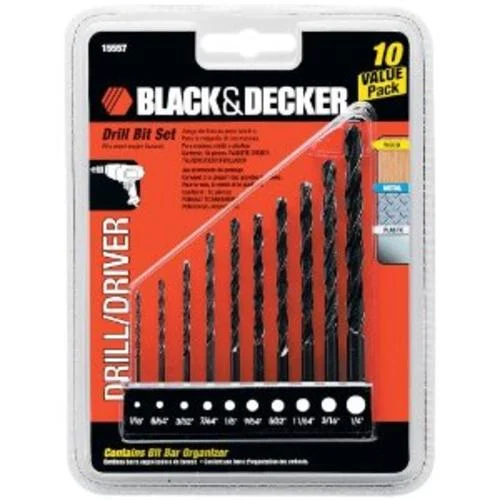 Black & Decker 15557 10 Piece Drill Bit Set 1/16 to 1/4 Inch
