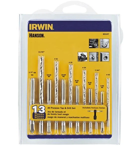 Hanson 80187 All Purpose Drill And Tap Set for Metal and Woodworking