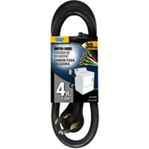 Power Zone ORD100404 Dryer Cord Black 4-Prong Appliance Power Cord