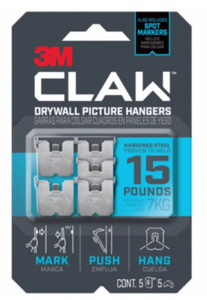 3M 3PH15M-5ES CLAW Drywall Picture Hanger 15 Lb Capacity for Lightweight Frames