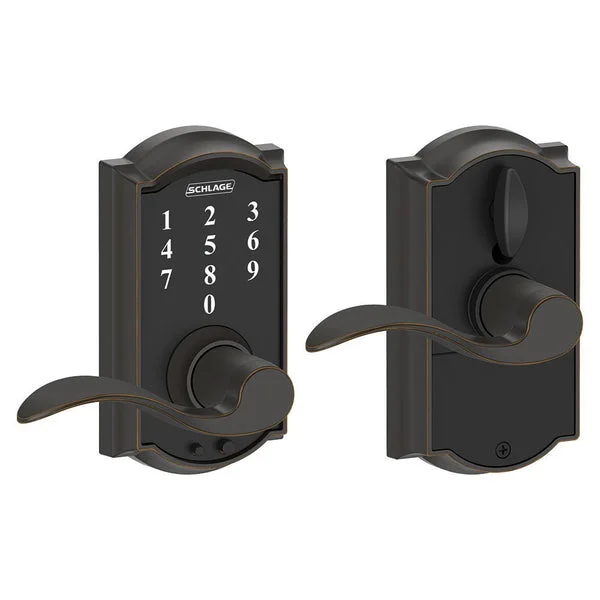 Schlage FE695VCAM716ACC Touch Keyless Touchscreen Lever With Accent Lever Aged Bronze
