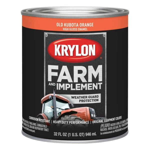 Krylon K02033000 Farm & Implement Paint Old Kubota Orange 1 Quart High Durability