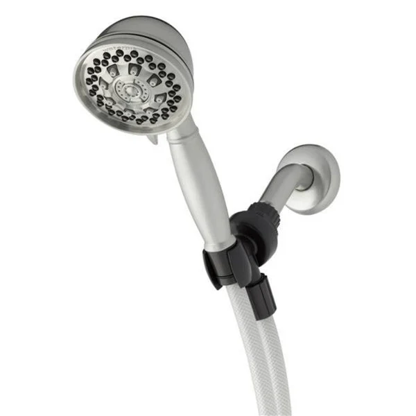 Waterpik XAT-649T Fixed Mount Shower Head with 6-Spray Settings Brush-Nickel 2 GPM