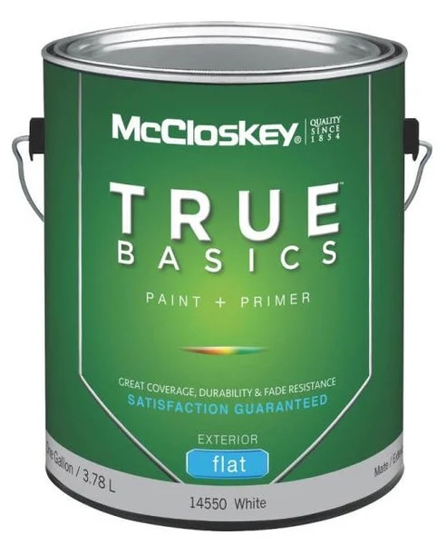 McCloskey 14550 True Basics Exterior Latex Flat Paint Gallon White