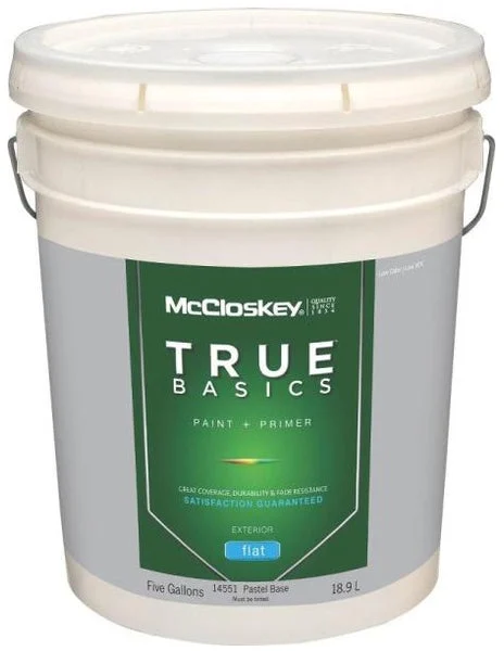 McCloskey 14551 True Basics Exterior Latex Flat Paint 5 Gallon Pastel Base