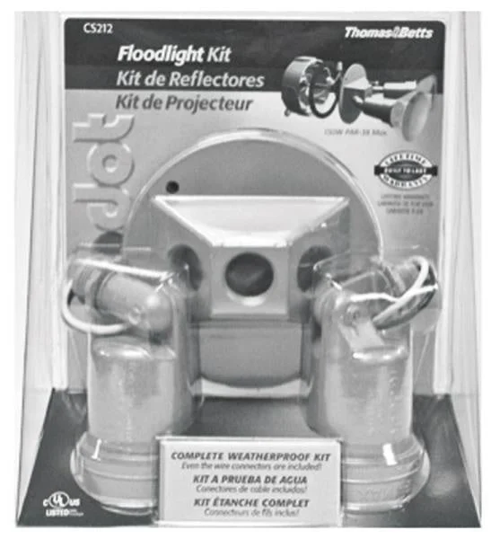 Red Dot CS212WH Floodlight Kit 2 Lamp Round Box White for Outdoor Lighting