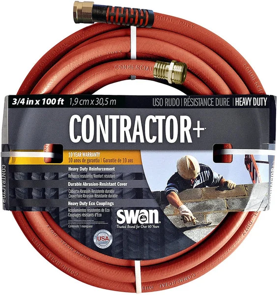Swan SNCG34100 Contractor Plus Heavy-Duty Water Hose 3/4 x 100 Feet Red