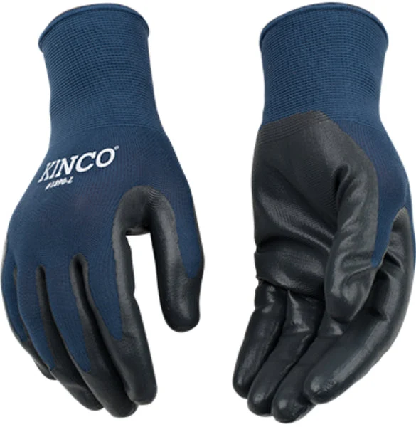 Kinco 1890-S Polyester Knit Shell Nitrile Palm Glove Small Lightweight Work Gloves