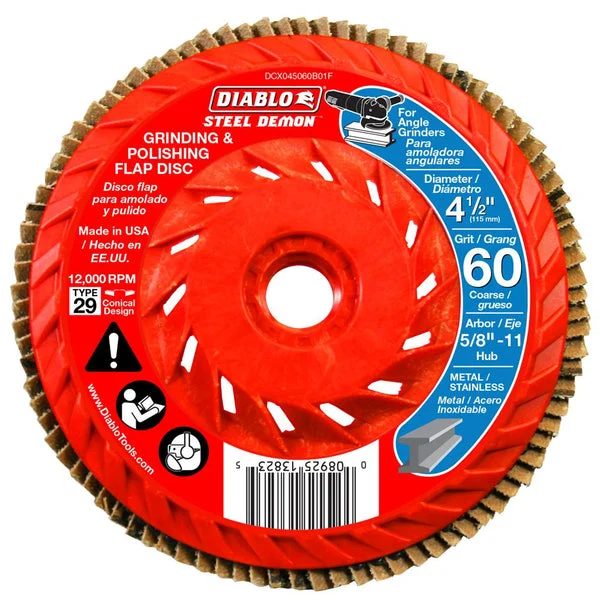 Diablo DCX045060B01F Steel Demon Grinding & Polishing Flap Disc 60 Grit 4-1/2 Inch Diameter x 5/8 Inch
