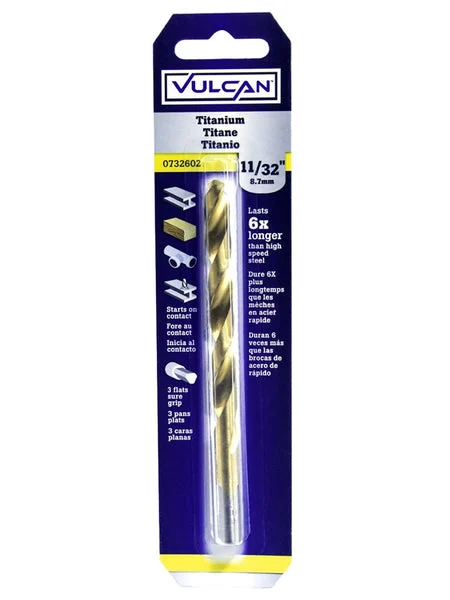 Vulcan 220121OR Titanium Nitride Coated High Speed Steel Straight Shank Drill Bit 11/32" x 4-3/4"