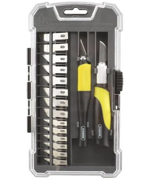 General Tools 95618 Precision Hobby Knife Set 18-Piece with Blades and Storage Case