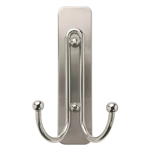 Command 17036BN-ES Brushed Nickel Double Hook with Strips Large Wall Hooks