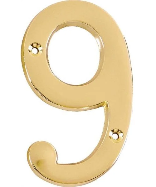 Prosource N-Z049PB3L-PS House Numbers 9 Zinc Die-Cast Modern Address Plaque