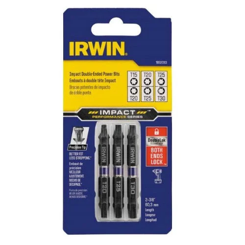 Irwin 1892093 Double Ended Impact Bit Set 3 Piece 2-3/8 Inch for Impact Drivers
