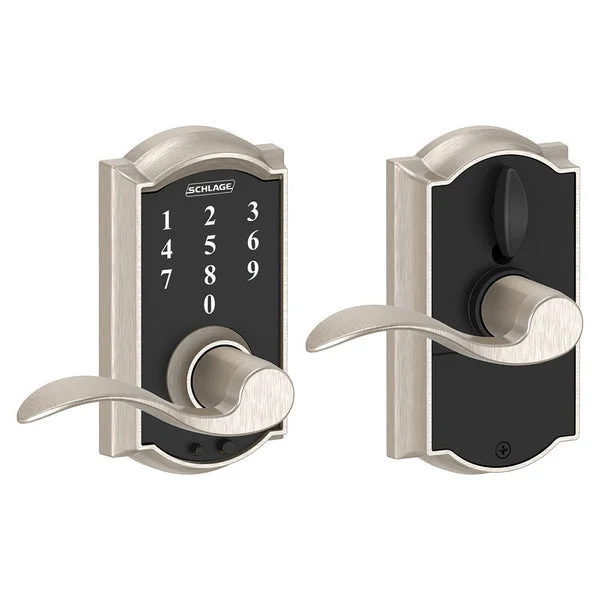 Schlage FE695VCAM619ACC Touchscreen Keyless Entry Lever Satin Nickel Smart Lock