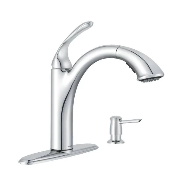 Moen 87035 Kinzel Single-Handle Low Arc Pullout Kitchen Faucet Chrome
