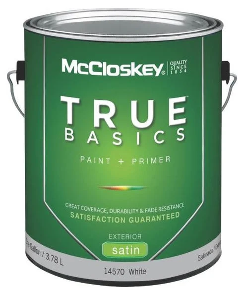 McCloskey 14570 True Basics Exterior Latex Satin Paint Gallon White