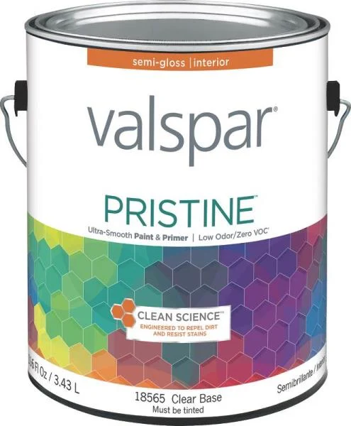 Valspar 18565 Pristine Interior Latex Semi-Gloss Paint Clear Base Gallon