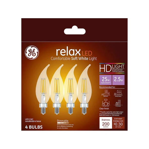 GE 45555 Relax HD LED Light Bulbs 2.5 Watt Ultra Low Energy Night Light