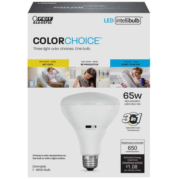 Feit Electric IntelliBulb ColorChoice BR30 LED Bulb 9.5W Adjustable Flood Light